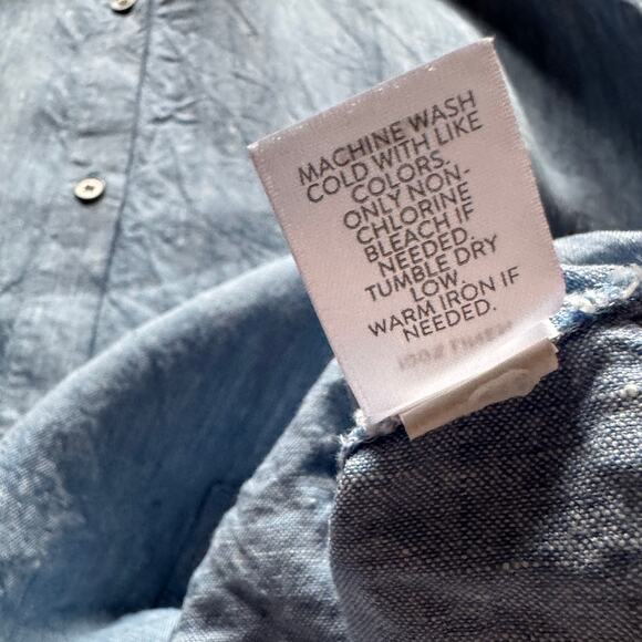 J Jill Pure Jill Linen Shirt Dress Midi Button Up Minimalist Lagenlook Pockets - Picture 7 of 7